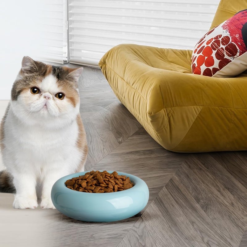 KTLECL 6.1 Inch Cat Bowls, 7 oz Ceramic Cat Food Bowl, Whisker Fatigue Relief Bowl, Anti-Vomiting, Protect Spine, Perfect for Indoor Cats(2pc Blue) - Image 4